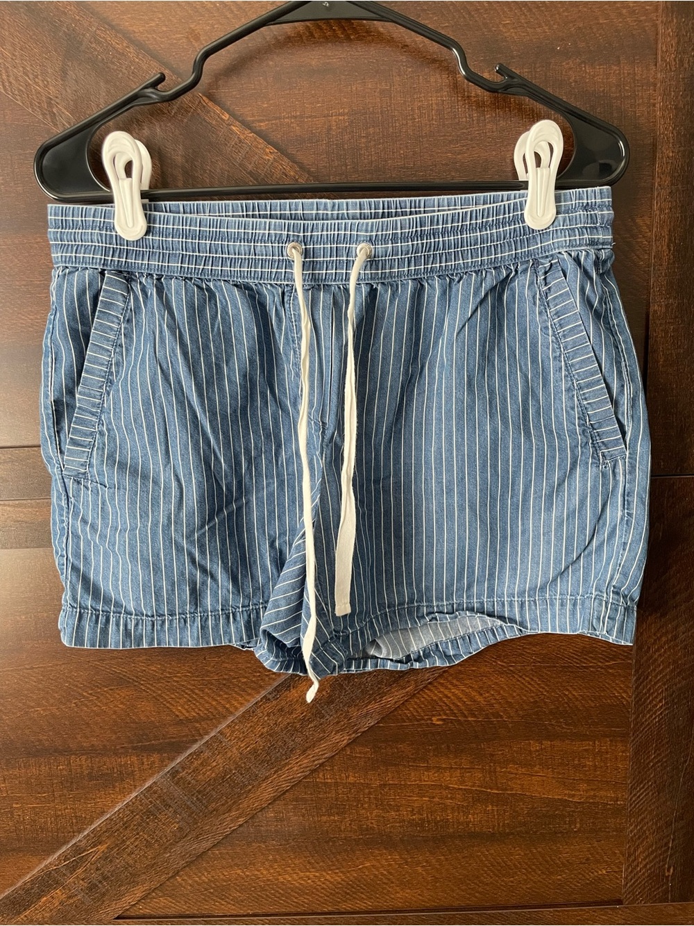 Nautica Blue Pinstripe Drawstring Shorts with White Accents